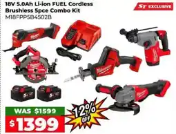 Sydney Tools 18V 5.0Ah Li-ion FUEL Cordless Brushless 5pce Combo Kit M18FPP5B4502B offer