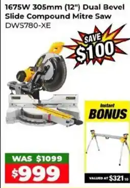 1675W 305mm (12") Dual Bevel Slide Compound Mitre Saw