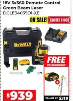 Sydney Tools 18V 3x360 Remote Control Green Beam Laser offer