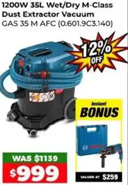 1200W 35L Wet/Dry M-Class Dust Extractor Vacuum