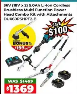 Sydney Tools 36V (18V x 2) 5.0Ah Li-Ion Cordless Brushless Multi Function Power Head Combo Kit with Attachments offer