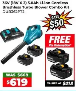 Sydney Tools 36V (18V X 2) 5.0Ah Li-ion Cordless Brushless Turbo Blower Combo Kit offer