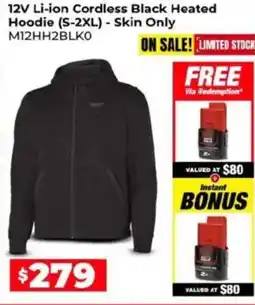 Sydney Tools 12V Li-ion Cordless Black Heated Hoodie (S-2XL) - Skin Only offer