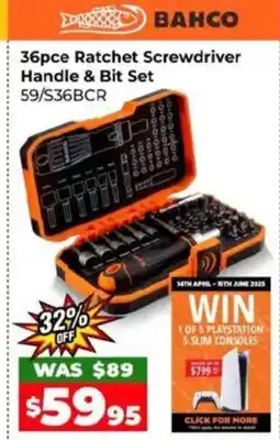 BAHCO 36pce Ratchet Screwdriver Handle & Bit set