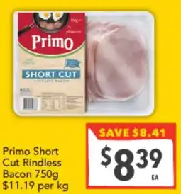 Supa Valu Primo Short Cut Rindless Bacon offer