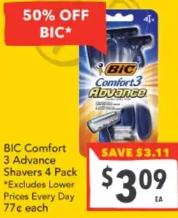 Supa Valu BIC Comfort 3 Advance Shavers 4 Pack offer