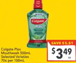 Supa Valu Colgate Plax Mouthwash Selected Varieties offer