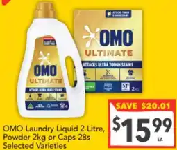 OMO Laundry Liquid 2 Litre, Powder 2kg or Caps 28s Selected Varieties