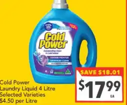 Supa Valu Cold Power Laundry Liquid 4 Litre Selected Varieties offer