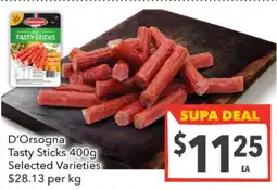 Supa Valu D'Orsogna Tasty Sticks Selected Varieties offer