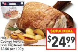 Supa Valu Hot Cooked Instore Pork Leg Roast offer