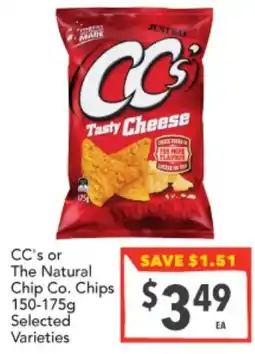 Supa Valu CC's or The Natural Chip Co. Chips Selected Varieties offer