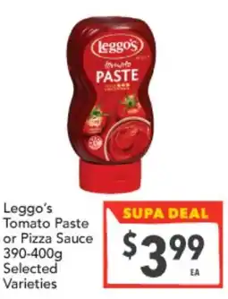 Supa Valu Leggo's Tomato Paste or Pizza Sauce offer