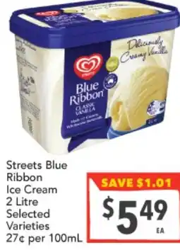 Supa Valu Streets Blue Ribbon Ice Cream offer