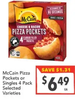 Supa Valu McCain Pizza Pockets or Singles 4 Pack offer