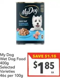 Supa Valu My Dog Wet Dog Food Selected Varieties offer