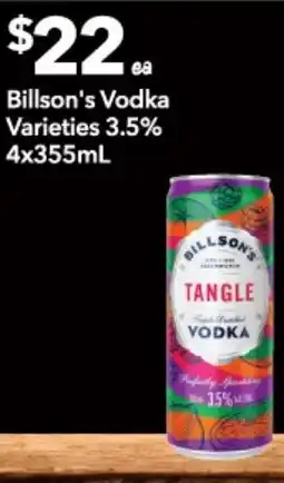 Supa Valu Billson's Vodka Varieties 3.5% offer