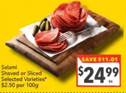 Supa Valu Salami Shaved or Sliced Selected Varieties offer