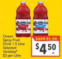 Supa Valu Ocean Spray Fruit Drink Selected Varieties offer