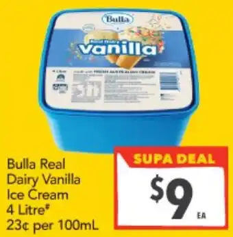 Supa Valu Bulla Real Dairy Vanilla Ice Cream offer