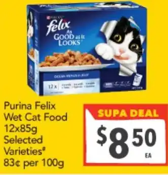 Supa Valu Purina Felix Wet Cat Food Selected Varieties offer