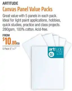 Eckersley's Art & Craft ARTITUDE Canvas Panel Value Packs offer