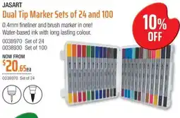 Eckersley's Art & Craft JASART Dual Tip Marker Sets of 24 and 100 offer