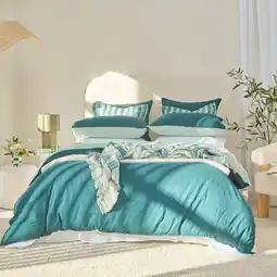 Pillow Talk Linen Look Reversible Quilt Cover Set by Essentials offer