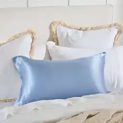 Pillow Talk Blue Mulberry Silk Plain Pillowcase by M.U.S.E offer