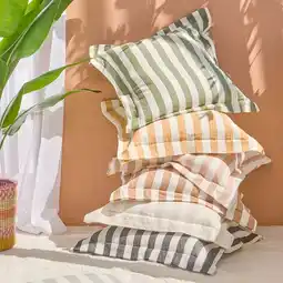 Pillow Talk Frankie Feather Stripe Square Cushion by M.U.S.E offer