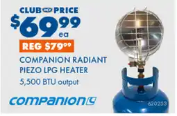 BCF COMPANION RADIANT PIEZO LPG HEATER offer