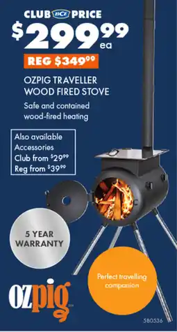 BCF Ozpig traveller wood fired stove offer
