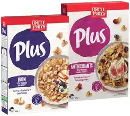 IGA Uncle Toby’s Plus Cereal 565-705g Selected Varieties offer