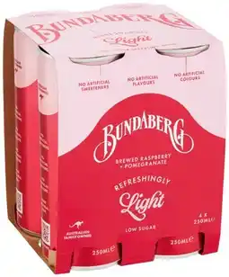 IGA Bundaberg Refreshingly Light Sparkling Drink 4x250mL Selected Varieties offer