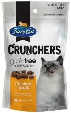 IGA Fussy Cat Grain Free Crunchers Cat Treats 100g Selected Varieties offer