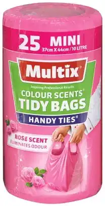 IGA Multix Colour Scents Handy Ties Tidy Bags Rose Mini 25 Pack offer