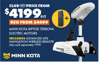 BCF Minn Kota Riptide Terrova Electric Motors offer