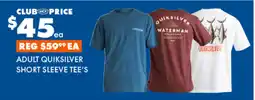 BCF Adult Quiksilver Short Sleeve Tee's offer