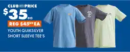 BCF Youth Quiksilver Short Sleeve Tee's offer