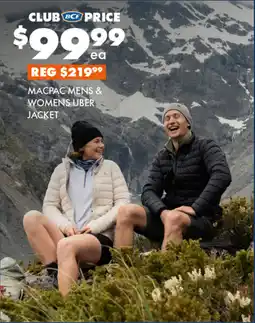 BCF Macpac Mens & Womens Uber Jacket offer
