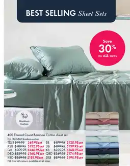 Pillow Talk KSB 400 Thread Count Bamboo Cotton Sheet Set by Habitat offer