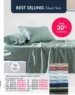 Pillow Talk SB 400 Thread Count Bamboo Cotton Sheet Set by Habitat offer