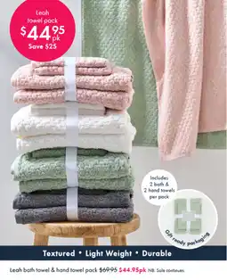 Pillow Talk Leah Bath Towel & Hand Towel Pack offer