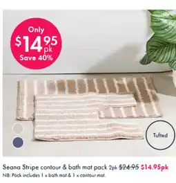 Pillow Talk Seana Stripe Contour & Bath Mat Pack 2pk offer