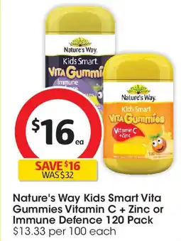 Coles Nature's Way Kids Smart Vita Gummies Vitamin C + Zinc or Immune Defence offer
