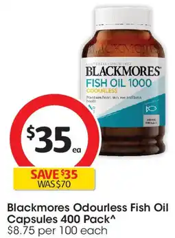 Coles Blackmores Odourless Fish Oil Capsules offer