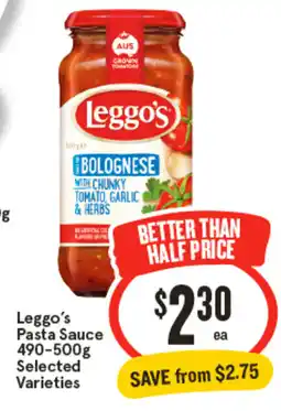 IGA Leggo's Pasta Sauce Selected Varieties offer