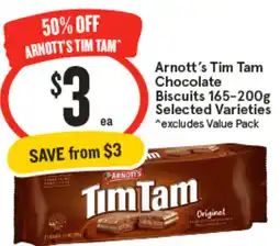 IGA Arnott's Tim Tam Chocolate Biscuits Selected Varieties offer