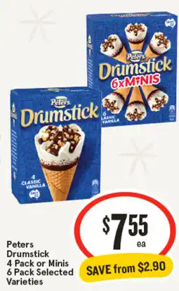 IGA Peters Drumstick 4 Pack or Minis 6 Pack Selected Varieties offer