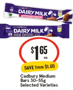 IGA Cadbury Medium Bars Selected Varieties offer